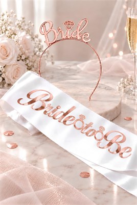 Rose Gold Bride To Be Taç  Ve Kuşak Set Model 2