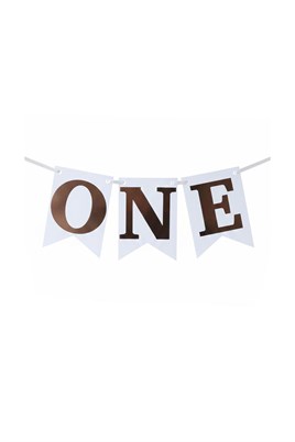 Rose Gold One Yazılı Banner 1 Yaş Doğum Günü Süsü