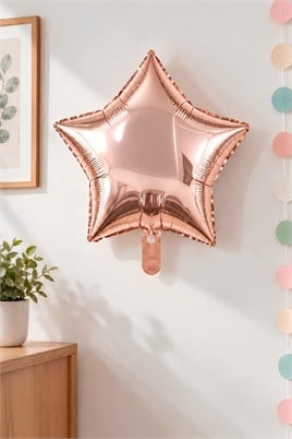 Rose Gold Yıldız Folyo Balon 45 cm - Bebek Çocuk Parti Kutlama