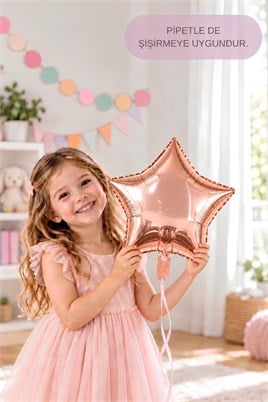 Rose Gold Yıldız Folyo Balon 45 cm - Bebek Çocuk Parti Kutlama