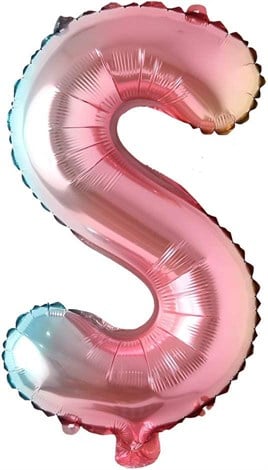 S Harf Gökkuşağı Folyo Balon16 İnç 36 cm