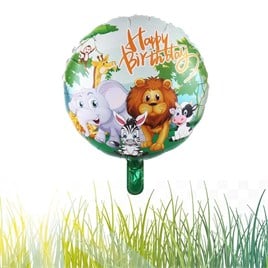 Safari Yuvarlak Happy Birthday Folyo Balon 45 cm - 18 inç