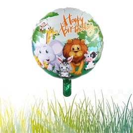 Safari Yuvarlak Happy Birthday Folyo Balon 45 cm - 18 inç