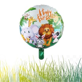 Safari Yuvarlak Happy Birthday Folyo Balon 45 cm - 18 inç