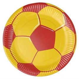 Sarı Kırmızı Futbol Temalı Doğum Günü Parti Seti 8 Kişilik Karton Tabak Bardak