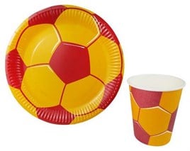 Sarı Kırmızı Futbol Temalı Doğum Günü Parti Seti 8 Kişilik Karton Tabak Bardak
