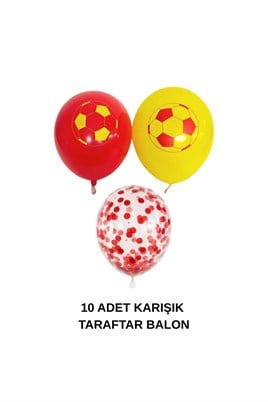 Sarı Kırmızı Futbol Temalı Konsept 10lu Balon Set