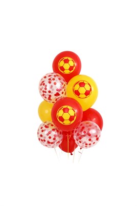 Sarı Kırmızı Futbol Temalı Konsept 10lu Balon Set