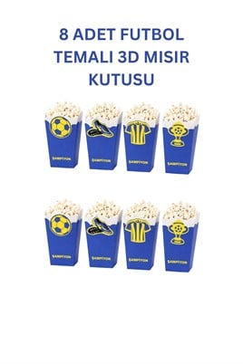 Sarı Lacivert Futbol Temalı Doğum Günü Parti Seti – İyi Ki Doğdun Banner, Gözlük, Pasta Süsü ve Mısır Kutusu