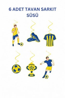 Sarı Lacivert Futbol Temalı Doğum Günü Parti Seti – İyi Ki Doğdun Banner, Gözlük, Pasta Süsü ve Mısır Kutusu