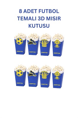 Sarı Lacivert Futbol Temalı Doğum Günü Parti Seti – İyi Ki Doğdun Banner, Gözlük, Pasta Süsü ve Mısır Kutusu