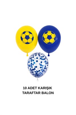 Sarı Lacivert Futbol Temalı Konsept 10lu Balon Set