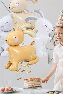 Sarımsı Kahverengi 3D Büyük Boy Tavşan Folyo Balon