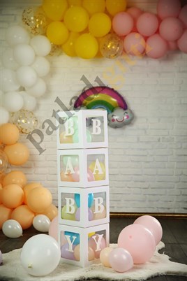 Şeffaf 8 Rakamlı Beyaz Kutu ve Balon Seti Kendin Yap Bebek Çocuk Doğum Günü Süsleme