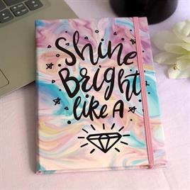 Shine Bright Like A Diamond Tasarımlı Lastikli Çizgisiz Defter