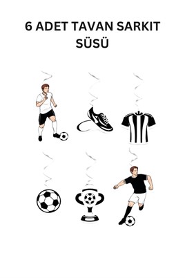 Siyah Beyaz Futbol Temalı Doğum Günü Parti Seti – İyi Ki Doğdun Banner, Gözlük, Pasta Süsü ve Mısır Kutusu