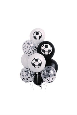 Siyah Beyaz Futbol Temalı Konsept 10lu Balon Set