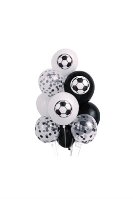 Siyah Beyaz Futbol Temalı Konsept 10lu Balon Set