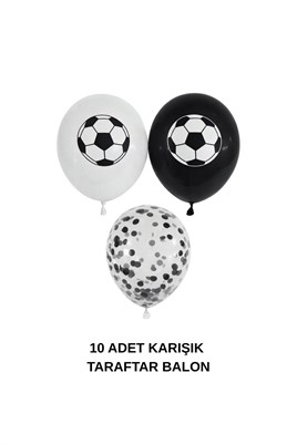Siyah Beyaz Futbol Temalı Konsept 10lu Balon Set