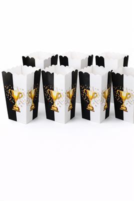 Siyah Beyaz Ödül Kupası Temalı Patlamış Mısır Kutusu 8’li 
