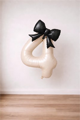 Siyah Fiyonk & Krem 4 Rakam Folyo Balon Seti