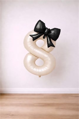 Siyah Fiyonk & Krem 8 Rakam Folyo Balon Seti