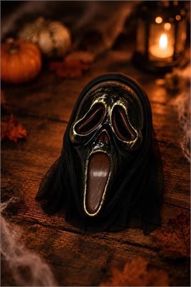 Siyah Gold Çığlık Korku Maskesi – Halloween Cadılar Bayramı Kostüm Yüz Maskesi