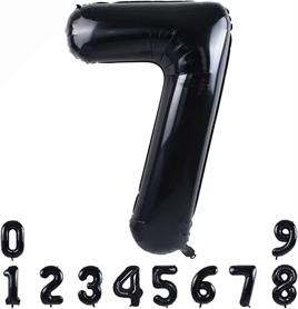 Siyah Konsept 7 Yaş Doğum Günü Kutlama Seti; Beyaz Siyah Konfetili Balon, Rakam Yıldız Folyo ve Banner