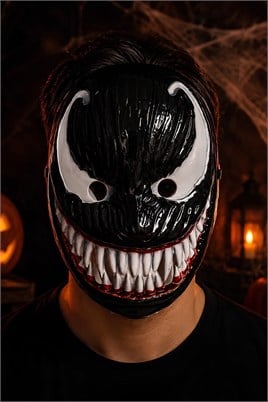 Siyah Uzaylı Canavar Maskesi – Halloween Cadılar Bayramı Tam Yüz Kostüm Maskesi