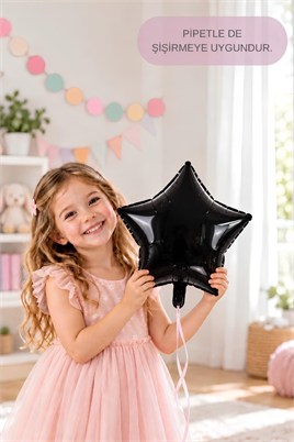 Siyah Yıldız Folyo Balon 45 cm - Bebek Çocuk Parti Kutlama