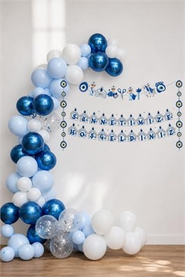 Sünnet Kutlama Seti 3Lü Banner ve Balon Zincir Set
