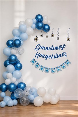 Sünnetimize Hoşgeldiniz  Banner, Maşallah Banner, Nazar Boncuğu Tavan Süs ve  Balon Zincir Set