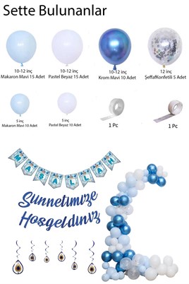 Sünnetimize Hoşgeldiniz  Banner, Maşallah Banner, Nazar Boncuğu Tavan Süs ve  Balon Zincir Set