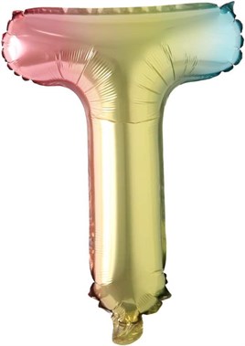 T Harf Gökkuşağı Folyo Balon16 İnç 36 cm