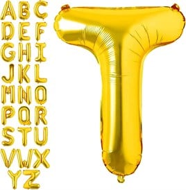 T Harf Gold Folyo Balon16 İnç 36 cm