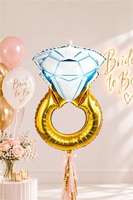 Tektaş Yüzük 75 Cm Gold Renkli Elmas Folyo Balon Bekarlığa Veda Partisi Bride To Be 