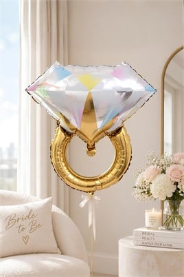 Tektaş Yüzük 75 Cm Gold Renkli Elmas Folyo Balon Bekarlığa Veda Partisi Bride To Be Model 2