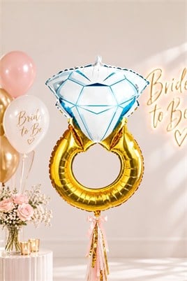 Tektaş Yüzük 75 Cm Gold Renkli Elmas Folyo Balon Bekarlığa Veda Partisi Bride To Be 