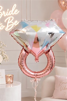 Tektaş Yüzük 75 Cm Rose Gold Renkli Elmas Folyo Balon Bekarlığa Veda Partisi Bride To Be Model 2