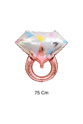 Tektaş Yüzük 75 Cm Rose Gold Renkli Elmas Folyo Balon Bekarlığa Veda Partisi Bride To Be Model 2