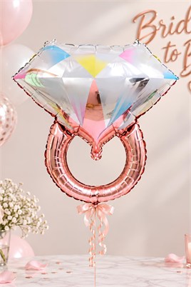 Tektaş Yüzük 75 Cm Rose Gold Renkli Elmas Folyo Balon Bekarlığa Veda Partisi Bride To Be Model 2