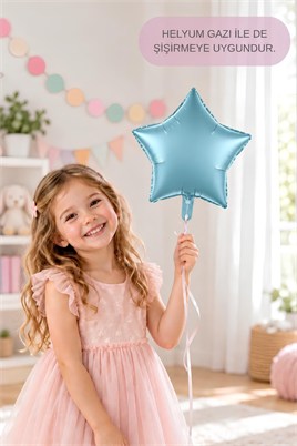 Turkuaz Mavisi Yıldız Folyo Balon 45 cm – Bebek Çocuk Parti Kutlama