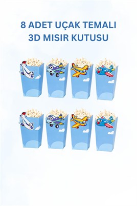 Uçak Temalı Doğum Günü Parti Seti – İyi Ki Doğdun Banner, Tavan Sarkıt, Gözlük, Pasta Süsü ve Mısır Kutusu