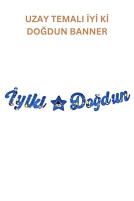 Uzay Temalı Parti Seti – Tavan Sarkıt, İyi ki Doğdun Banner, 3D Gözlük, Pasta Figürü ve Mısır Kutusu