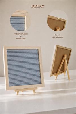 WoodArt Premium Letter Board Seti, Füme Antrasit Keçe Yüzeyli Doğal Çam Ahşap Yazı Panosu – Şövale Standlı Dekoratif Set