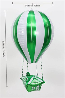 Yeşil Beyaz 22 İnç Uçan Balon Temalı Folyo Balon 88-28 Cm
