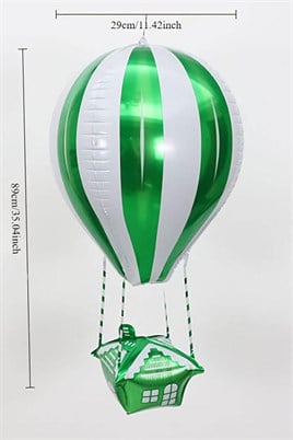 Yeşil Beyaz 22 İnç Uçan Balon Temalı Folyo Balon 88-28 Cm