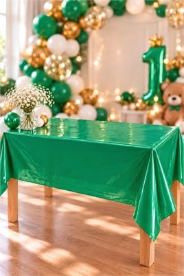 Yeşil Renk Kullan At 120x180 Cm Doğum Günü Partisi Için Tek Kullanımlık Düz Plastik Masa Örtüsü