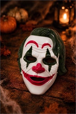 Yeşil Saçlı Korkunç Palyaço Maskesi – Halloween Cadılar Bayramı Kostüm Maskesi