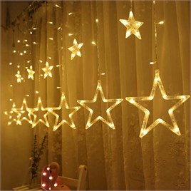 Yıldızlı Perde Led Işık 12 Saçak 138 Led Animasyonlu , Fişli, Günışığı